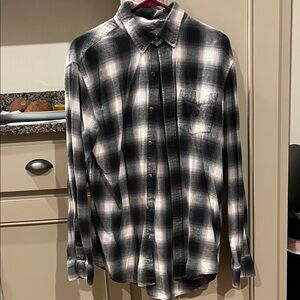 Men's Chaps Black and White Plaid Shirt